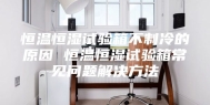 恒温恒湿试验箱不制冷的原因 恒温恒湿试验箱常见问题解决方法
